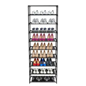 10 Tier Stackable Shoe Rack Storage Shelves Shelf Organizer Stackable Long Shoe Shelf For Hallway Entryway Closet Garage Bedroom Cloakroom Stainless Steel Frame Holds 50 Pairs Of Shoes