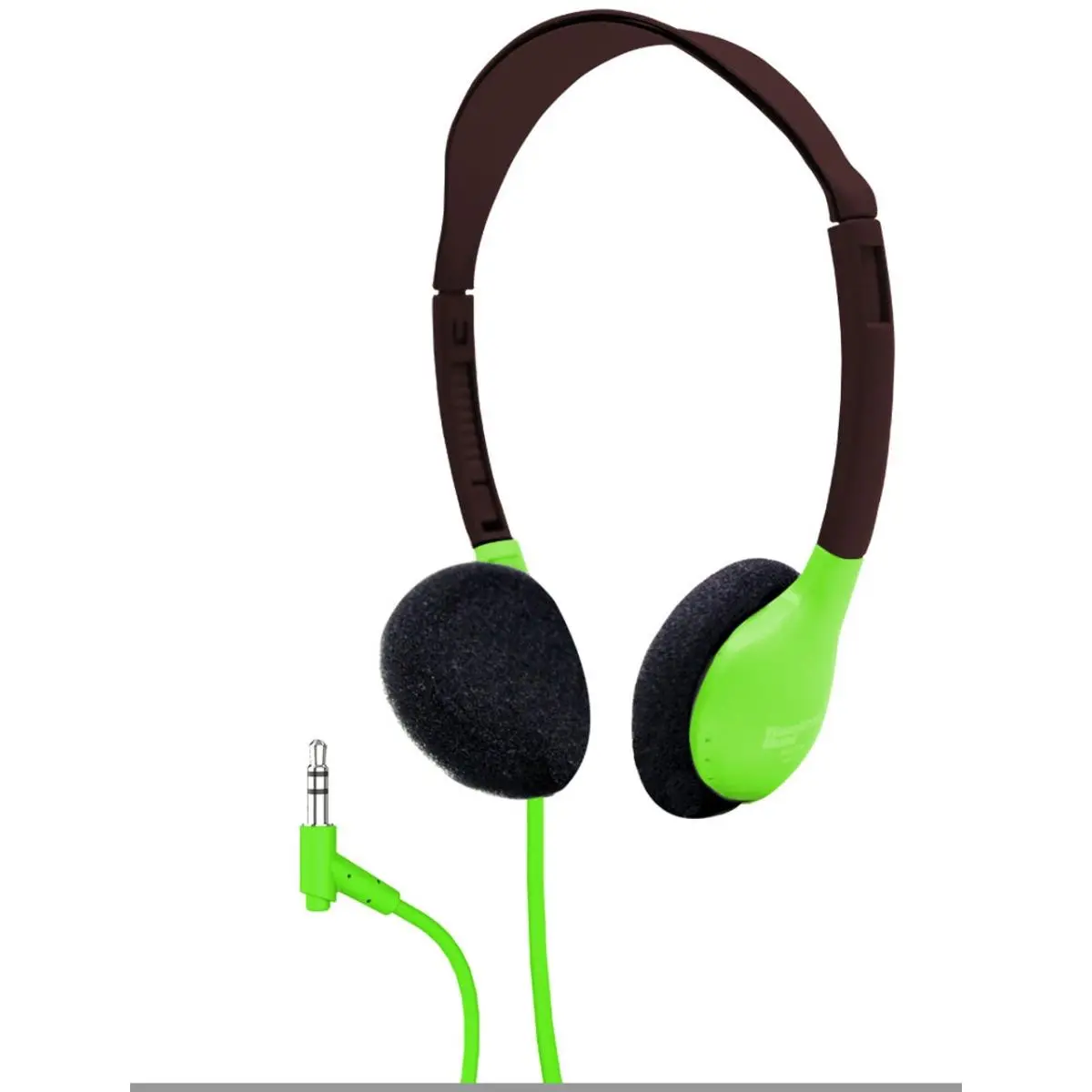 Hamilton Buhl HA2-GRN 3.5mm Plug 5 ft. Dura-Cord On-Ear Headset, Green - PVC Jacket, Chew-Resistant Cord & Foam Ear Cushions