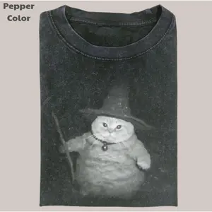 WIZARD CAT Vintage Tee, Cat T-Shirt, Meme Cringe Funny Dumb Shirts, Unisex Movie Shirt Menswear Womenswear Streetwear, Crew Neck, Size S- 3XL, Menswear Top, Womenswear Top, Trending Tshirt