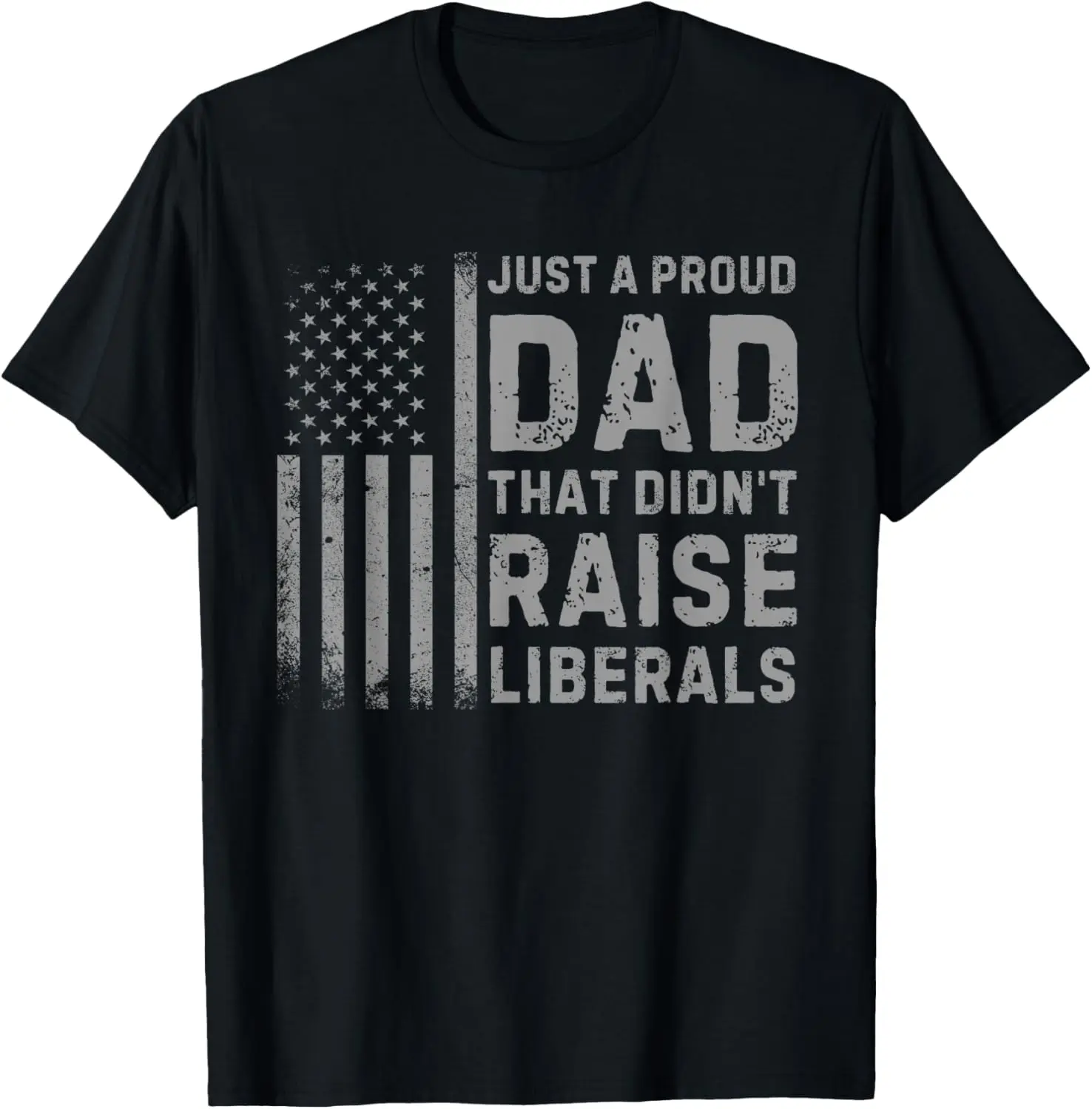 Men's Pure Cotton Vintage US Flag Graphic T-Shirt - Round Neck, Short Sleeves, Natural, Soft, Proud Dad Anti-Liberal Design - Fitness, Casual Menswear Top, Dad Gift for Summer