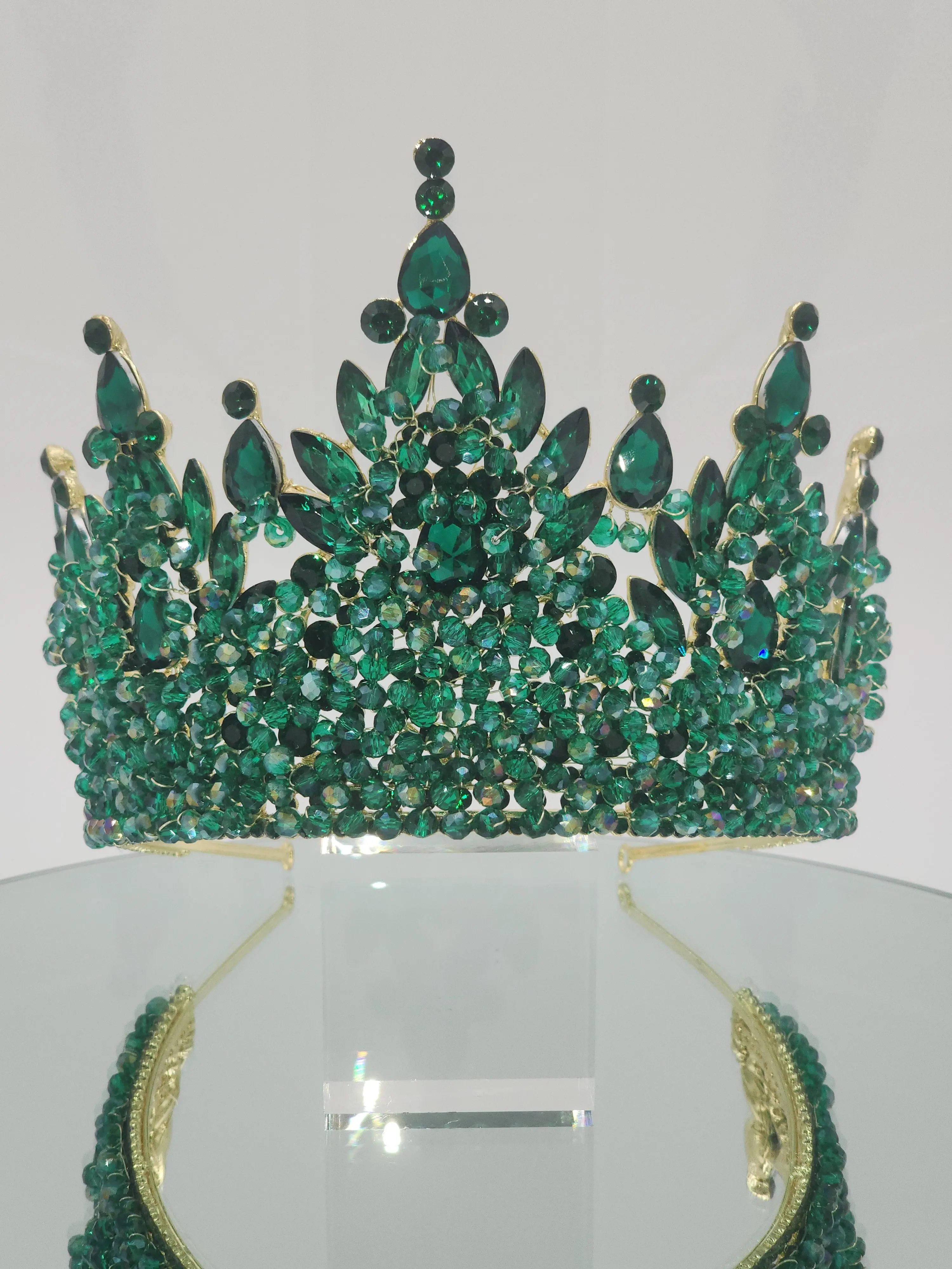 Crystal Rhinestone Tall Tiara 5" Metal Alloy Quinceañera Crown Lead-Free Sparkling Royal Design for Special Day Celebrations