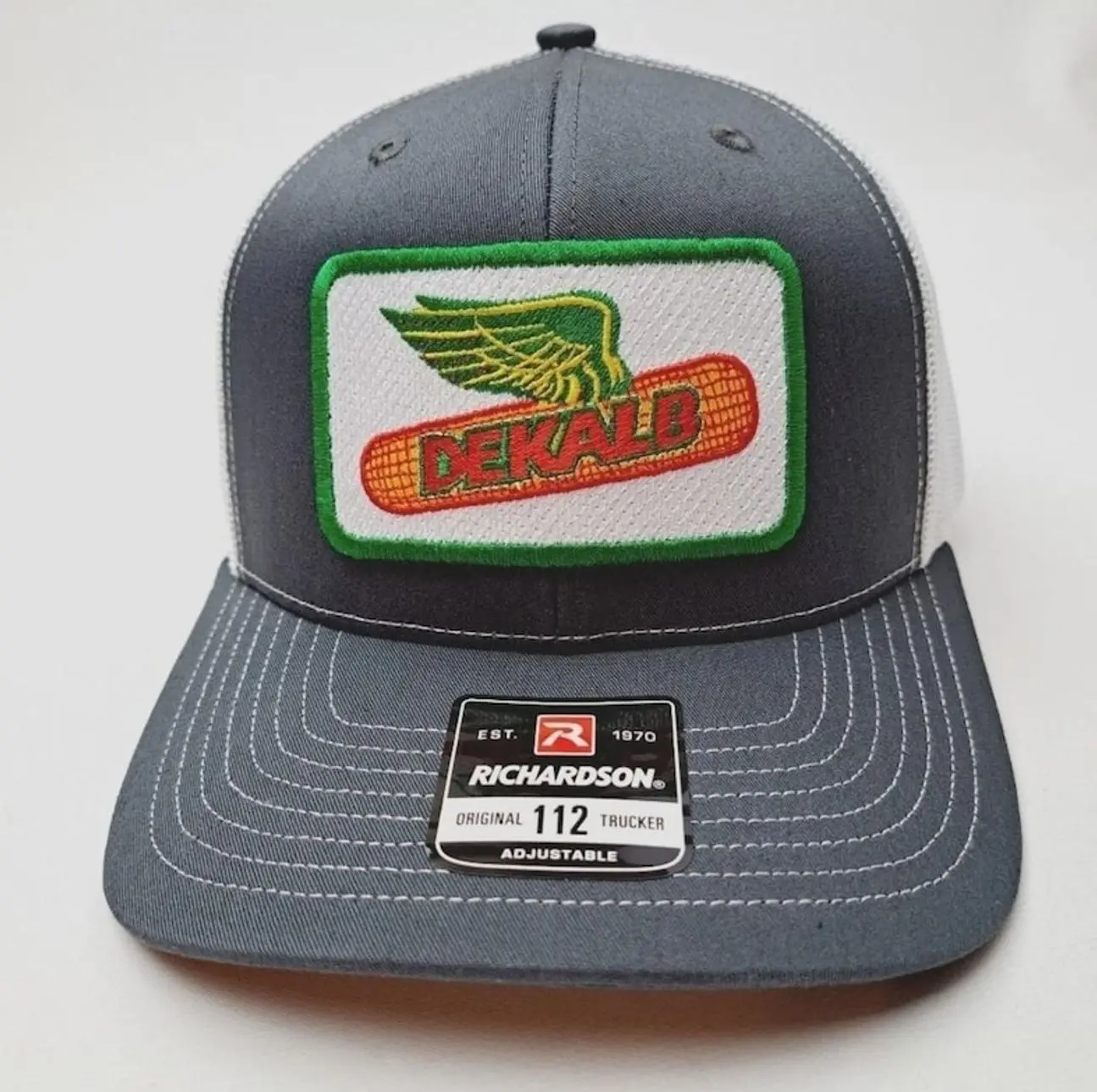 Dekalb Flying Corn Patch Richardson 112 Trucker Cap Hat Mesh Snapback Multicolor and Adjustable Fit for Men and Women