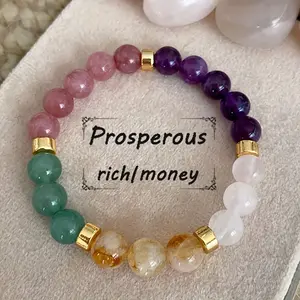 Hot Selling Raw Stone Bracelet for Women Natural Stone High-end Jewelry Amethyst Citrine Beaded Bracelet Zodiac Sign