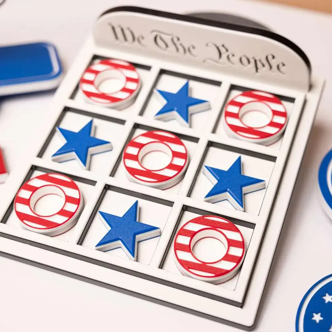 Patriot Classic Board Game Tic-Tac-Toe Grid Board, Screen-Free Alternative for Kids & Adults, Ideal for Game Night, Backyard Barbecues, Enhances Home Decor for All Ages
