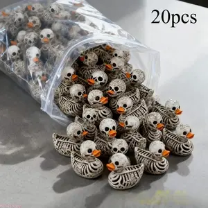 20-Pack Cute Gothic Skull Duck Resin Figurines, Compact Spooky Desk Ornaments Easy For Display, Multipurpose Decor For Halloween Party, Home & Office Space, Collectible Gift For Dark Style Decoration Enthusiasts