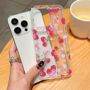 Cherry Pattern Clear Phone Case, Anti-drop Cellphone Protective Case, Total Protective Shockproof Mobile Phone Cover for iPhone 11 12 13 14 15 16 Pro Max