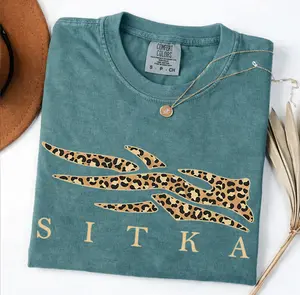 Vintage Leopard Print SlTKA Hunting Comfort Colors Unisex Tee, Trendy Leopard on Hunting Logo Shirt, Outdoor Lovers Shirt, Camo Mom Gifts for Mother's Day