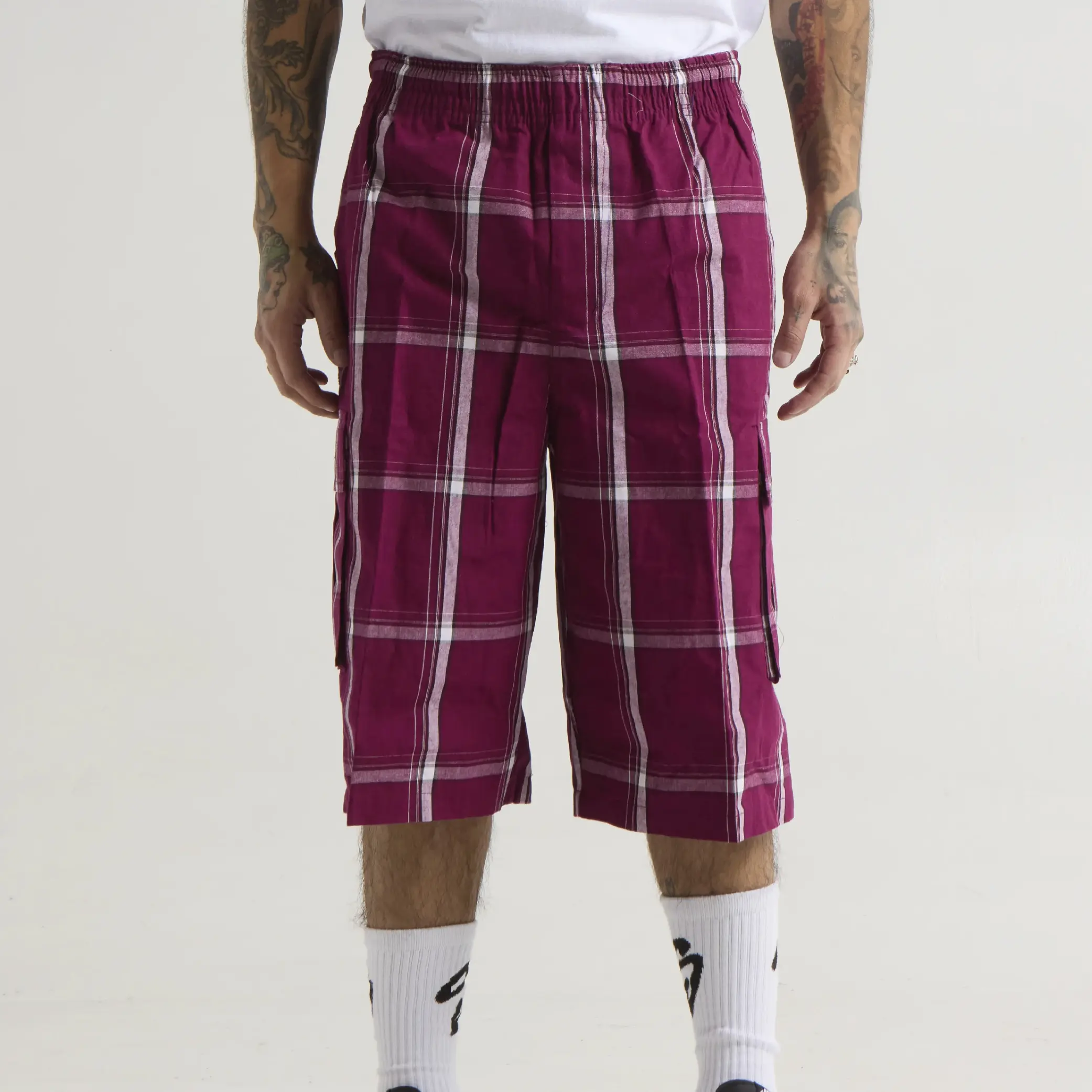 メンズウェア #ADJUSTABLE SHORTS CHECKER SHAKAWEAR Men's Plaid Checker Shorts SHAKA WEAR 6 Pockets