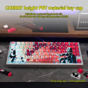 Aston Digital Height PBT Material Keycaps Sakura Raven Cherry Blossom Fox Mask Design Transparent White Red Grey Gradient Fits 61 87 98 104 108 Keys Mechanical Keyboards Includes Keycap Tool Carton Packaging Series Fantasy Tapestry Case Soft Silicone Cove
