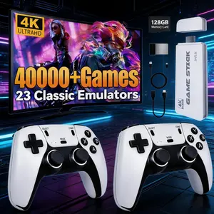 Birthday's Gift Retro Game Console - Mass Games 40000+ Classic Games 23 Emulators, 4K HD Output 128GB Card, 2 Wireless Controllers | Portable Gaming System for Him Her Kids Adults