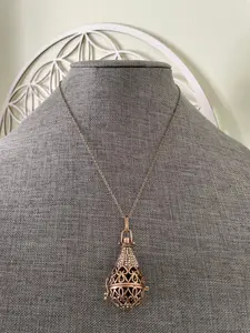 Antique Gold locket with 6 interchangeable crystals on 16” antique gold chain