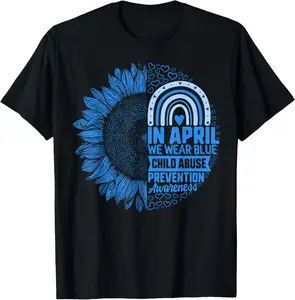 100%cotton Child Abuse Prevention Month Awareness April Wear The Blue T-Shirt