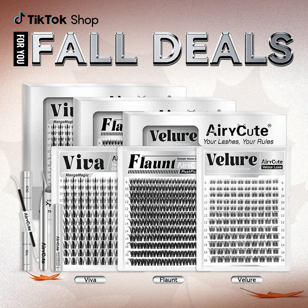 AiryCute Clusters Upgrade 2.0 Lashes with Ultra-Dense, Waterproof, Long-Lasting Lashes | Venus, Fairy, Flora | Natural Daily, Volume Style, Manga Styl