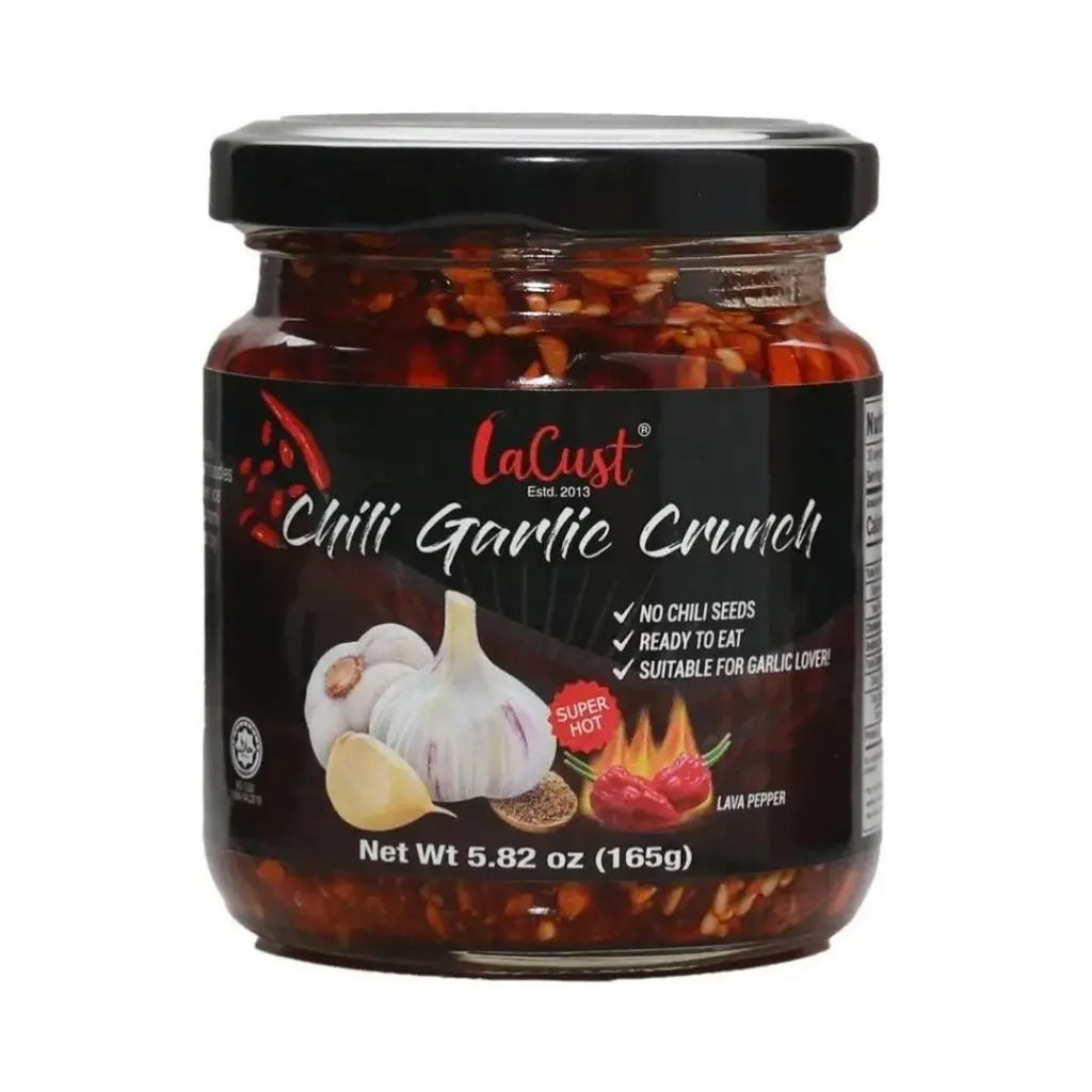 LaCust Spicy Chili Garlic Crunch, 165g Ambient Jarred Pantry Food Product