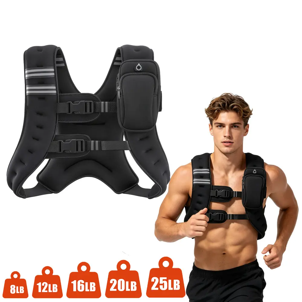 Women's Weighted Vest - Multiple Weights (8lbs/12lbs/16lbs/20lbs/25lbs), Adjustable Comfortable No-Chafe Training Vest with Reflective Strips, Detachable Large Mesh Pocket for Night Jogging Fitness Gear