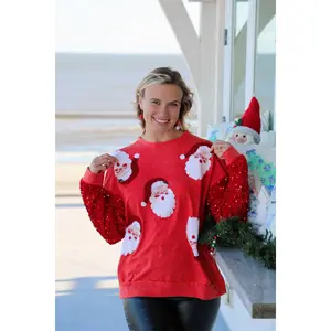 Red Velvet Sequin Santa Sweatshirt