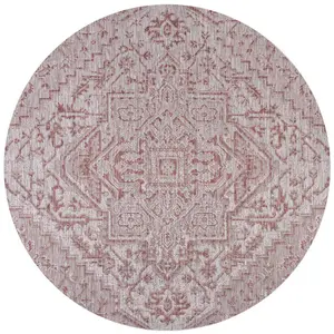 Estrella Bohemian Medallion Textured Weave Indoor/outdoor Round Rug