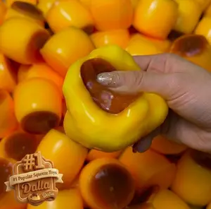 Caramel Pudding Squishy Stress Ball, Crunchy Sound Clay & Bead Filled Squeeze Toy, Crispy ASMR Sensory Fidget Toy, 1pc