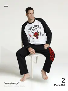 Stranger Things Hellfire Club 「Two-Piece Set」, Comfort Breathable Long Sleeve Top and Pants, Perfect for Daily Home or Outwear