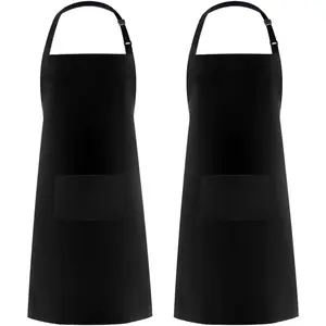 2-piece Adjustable Apron Waterproof Oilproof with 2 Pockets Cooking Kitchen Apron Suitable for Men and Women Chefs