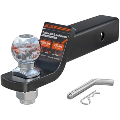 Trailer Hitch Ball Mount for 2 inch Receiver,2 inch Drop Hitch,with 2-Inch Ball,7,500 lbs Capacity Ball Hitch, 750lbs Tongue Weight,Includes Hitch Pin