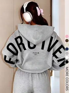 Unisex Minimal Faith Theme Hooded Sweatshirt, 'forgiven' Text Design, Soft Casual Wear, Perfect for Young Christians, Spring & Fall