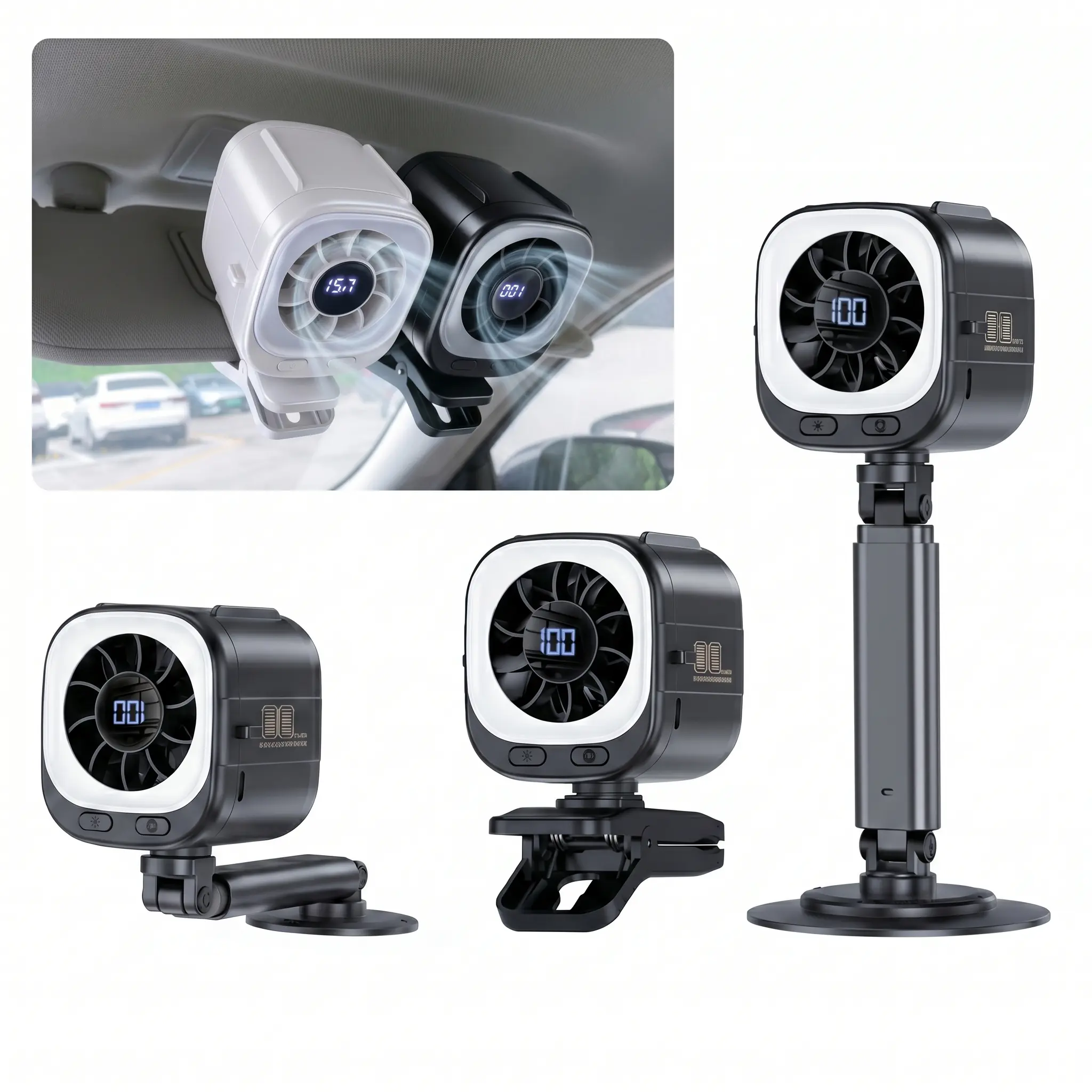 2026 Car Magnetic Fan Pro: 8000mAh Battery, USB PD Rechargeable, 360° Rotatable & Adjustable for Long-Lasting Cooling, High Wind Power with LED Light, Ideal for Car, Kitchen, Bathroom & Bedroom Air Circulation