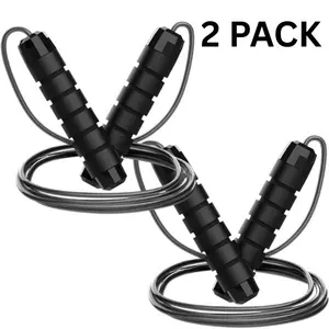 2-Pack Steel Cable Speed Jump Ropes - Adjustable, Tangle-Free, Universal Same-Color Design for Cardio Training, Suitable for All Heights