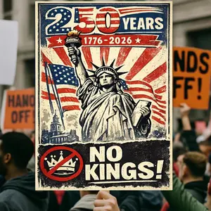[Sale off up to 50%] [Free ship] [No Frame] No Kings Protest Sign, 250 Years 1776-2026, Patriotic Protest Poster, Anti Monarchy Sign, Anti-Trump Resistance Activist Poster