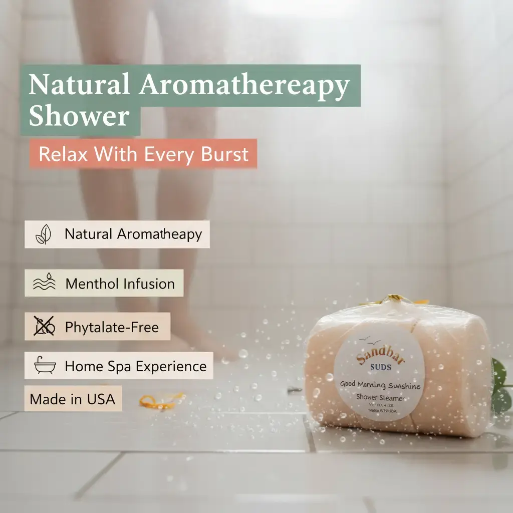 Sandbar SUDS Shower Steamers 3-Pack | Natural Aromatherapy Shower Bombs | Home Spa Experience | Menthol & Essential Oil Infused | Phthalate-Free Fragrance | Made in USA | Relaxing Shower Melts