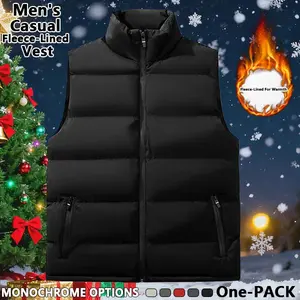 Mens Vest Jacket Warm Sleeveless Jackets Winter Waterproof Zipper Coat Autumn Stand-up Collar Casual Waistcoat Brand Clothing