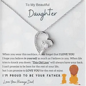 To My Daughter Necklace from Dad, Jewelry Gifts From Daddy on Graduation, Jewelry with Heartfelt Message, Birthday, Graduation Gifts from Dad, Daughters Jewelry Gift Box