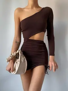 Women's Skirt High Waist Bodycon Faux Suede Side Split Knee Length