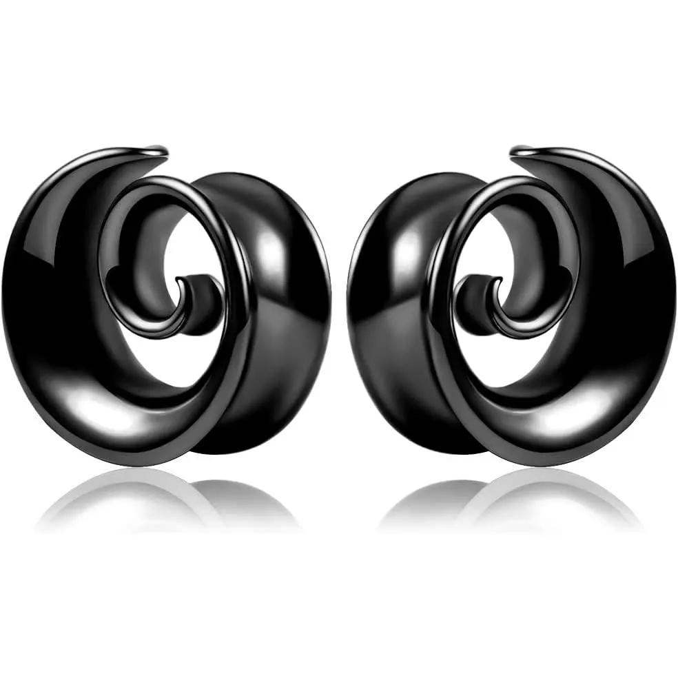 Spiral Saddle 2 count Ear Tunnels Plugs 316 Stainless Steel Ear Gauges  Earrings Expander Stretcher Piercing