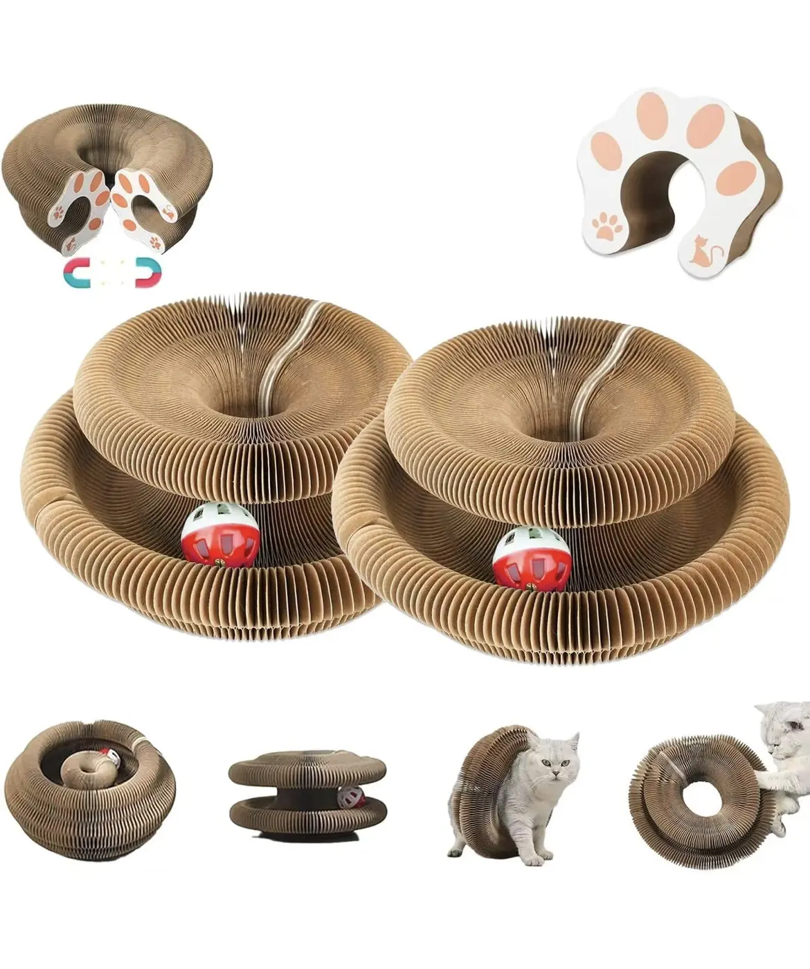 2-Piece Foldable Cat Scratcher Board - Interactive Kitty Curlz Toy with Paw-Friendly Design for Curious Cats