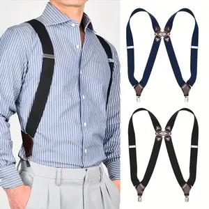 3.5cmx120cm with Premium Box Men's Gun Holster Leather Strap Men's Clip Suspender Pants Strap Clip Trousers Elastic Side Clip Adult British Style Suspender Clip Men