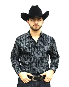 VS100L - FPMSFL - D-86-4 - Grey - Vaquero Signature Fashion Printed Shirt