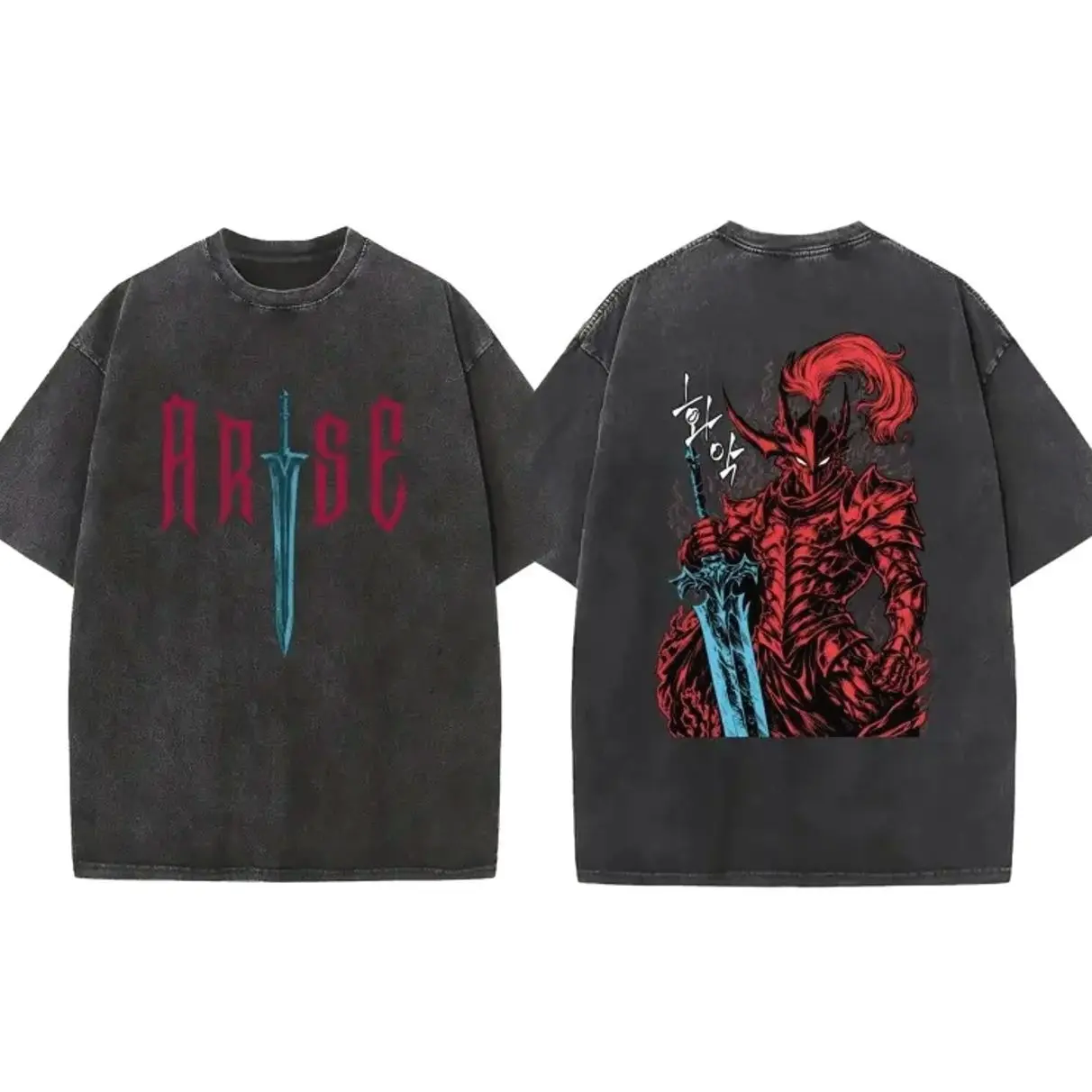 Shibuya Igris Vintage Washed Oversized T-Shirt & Hoodie, Solo Leveling Shadow Knight Commander Graphic, Heavyweight Cotton Streetwear for Men & Women, Anime Fan Outfit, Casual Urban Style, Oversize Shirt, Vintage Outfit, y2k Styles, Gift for fan IUQ