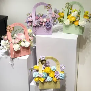 16 Pack Paper Bouquet Bags with Handle, Flower Wrapping Bags for Florists, Flower Shops, DIY Bouquets, Mothers Day, Graduation, Birthday, Wedding Flowers, Gift Wrapping Supplies