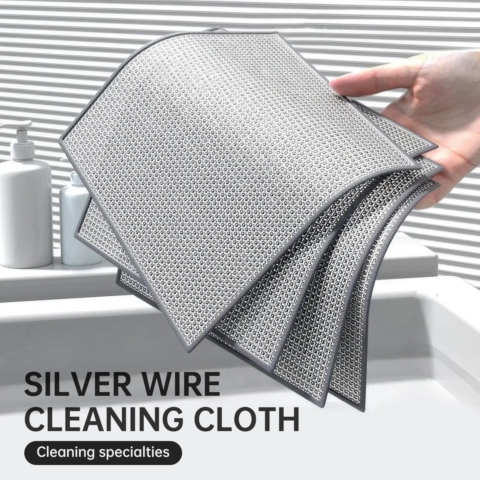 6 Pack Non-Scratch Wire Dishcloth, Reusable Metal Mesh Cleaning Cloths, Heavy Duty Scrubbing Rags for Kitchen, Dishes, Pots, Pans & Multi-Surface Cleaning (7.87" × 7.87")