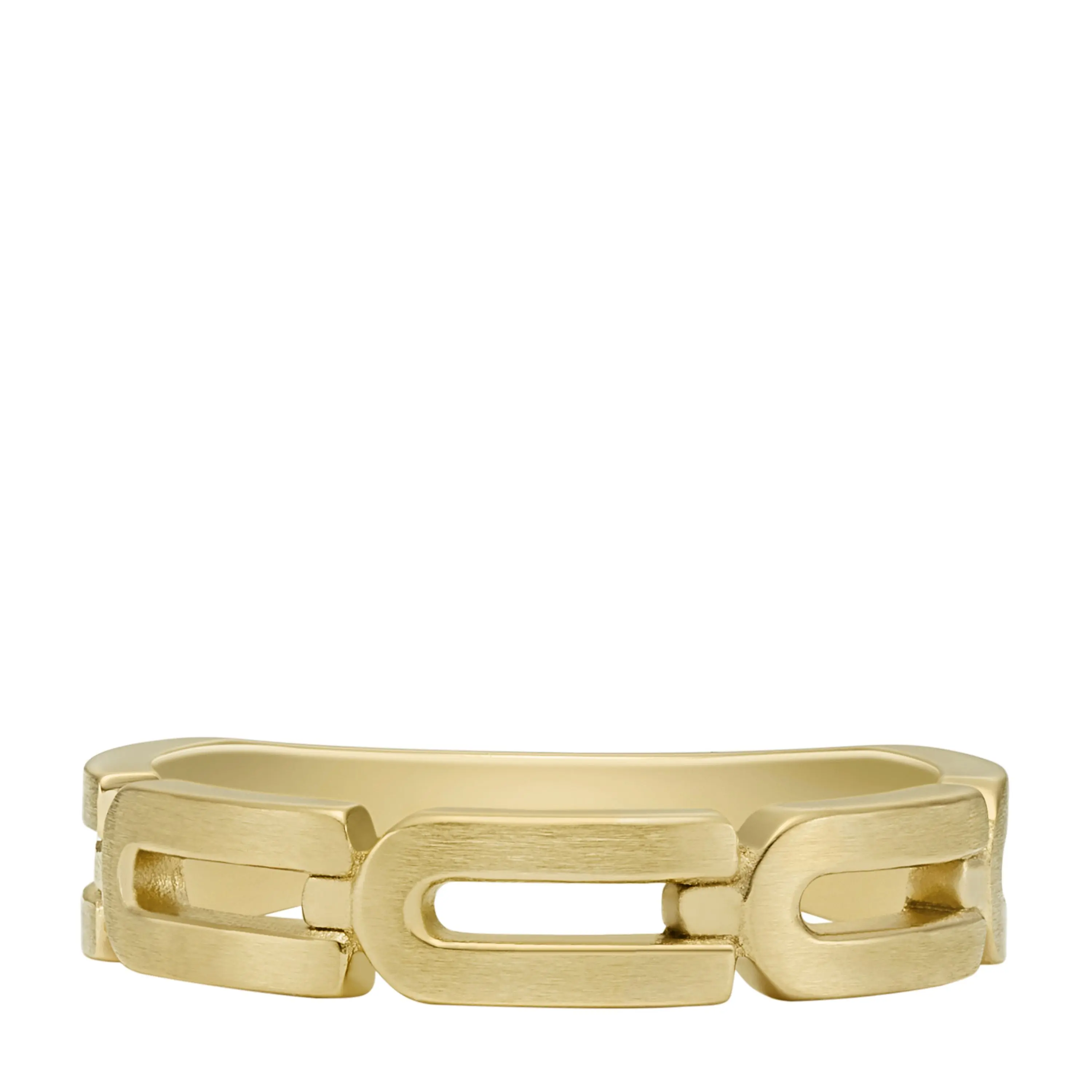 Fossil Unisex Heritage D-Link Chain Gold-Tone Stainless Steel Band Ring