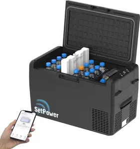 Setpower RF25 12V Refrigerator 27 Quart Portable Electric Cooler for Vehicles Car Freezer With 12/24V DC Car Refrigerator 12V Portable Fridge for Car Camping Truck Van RV SUV Road Trip Travel