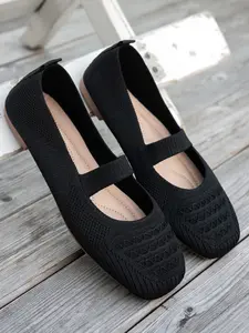 Women's Fashion Flyknit Mesh Square Toe Flat Shoes, Elegant Beach Travel Scandinavian Ballet Flats, Casual Wedding Home Wear, Lightweight Vacation Shoes