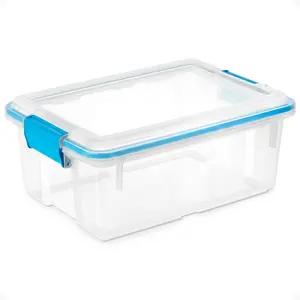 Sterilite 12 Qt Plastic Storage Bin Container Clear Gasket Sealed Box, (24 Pack)