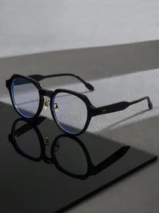 Vintage Fashion Glasses Unisex High-End Metal Nose Pad Non-Prescription Trendy Accessory Square Round Frame Design Stylish Square Frames Square Frames Eyeglass