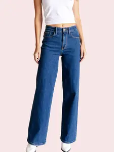 Judy Blue High Waist Vintage Wide Leg Non Distressed Jeans 82553, Tall 33" inseam - Stretchy Denim Womenswear Bottom, Size down 1