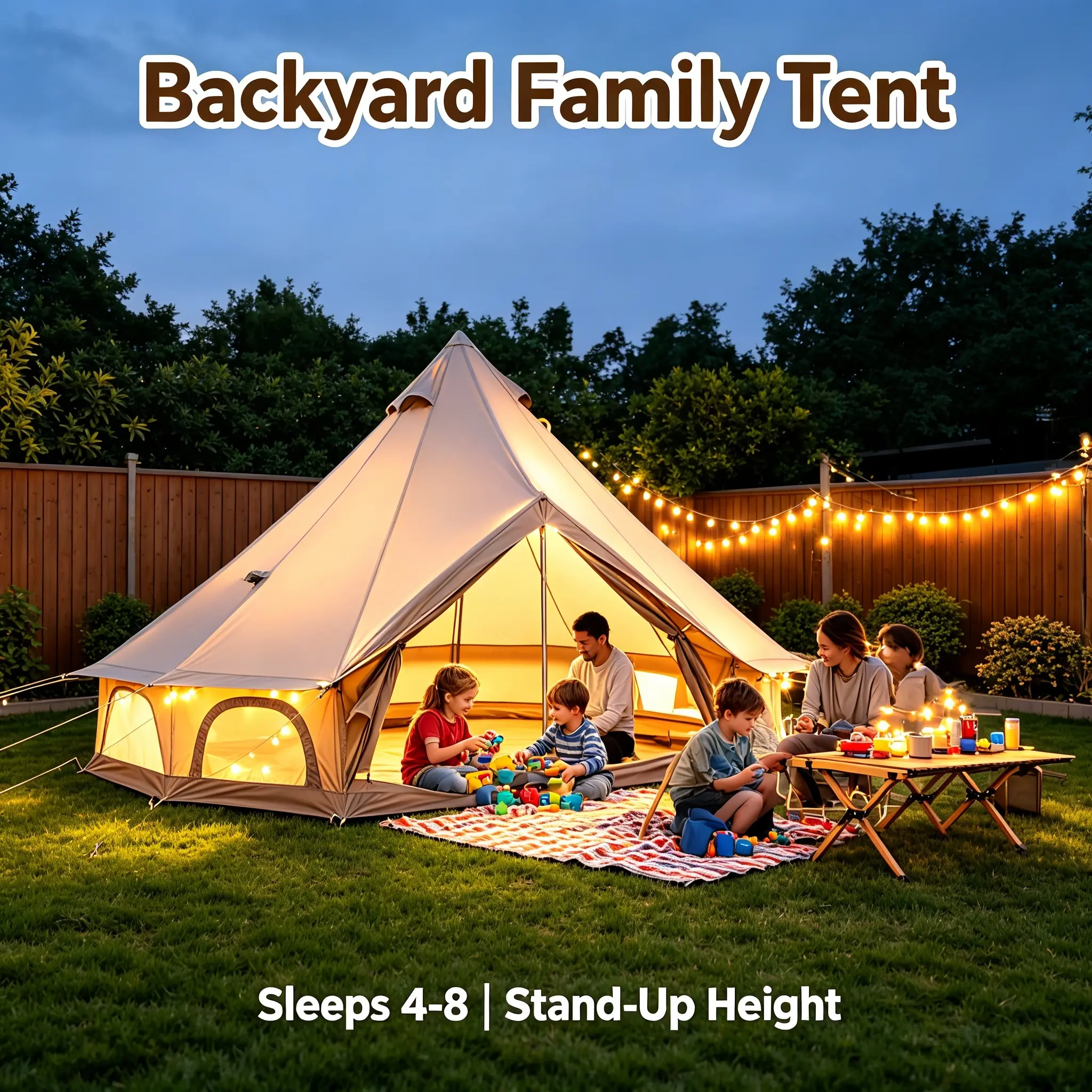 Waterproof Bell luxury Tent, 4-8 Person 4 Season Oxford Yurt with Breathable Mesh, Canvas-Style Shelter for Family Glamping & Camping Trips, Tents For Camping, Outdoor Camping Shelter, Windproof Portable Tent