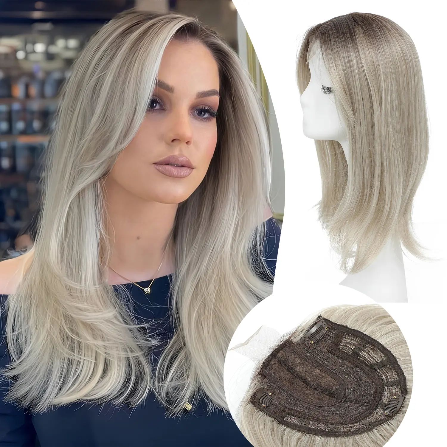 PANEWAY Hair Topper for Women 18 Inch Long Straight Big Base 