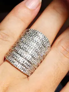 1 PC Pretty Cubic Zirconia Ring Sparkling Zircon Inlay For Women For Wedding Engagement Anniversary Party Jewelry Valentine's Day Gift