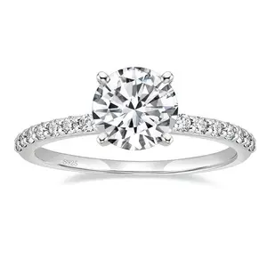 1.25 CT 925 sterling silver round cut single cubic zirconia engagement ring halo commitment ring Christmas gift
